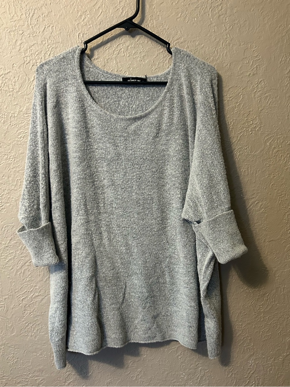 Olivaceous Heather Gray Scoop Neck Knit Sweater
